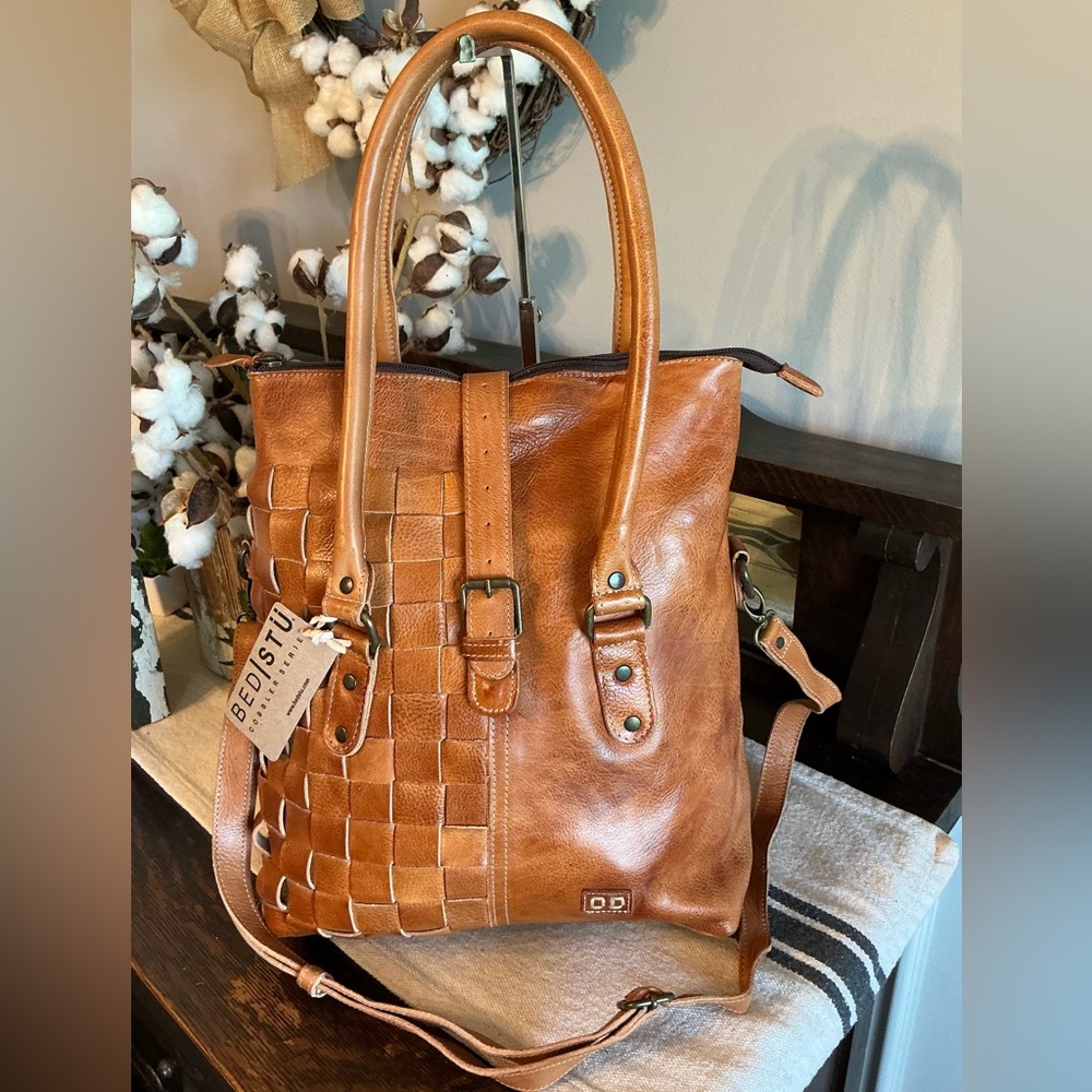 NWT Bed Stu Leather Rachel Shoulder Crossbody Bag Pecan DD Retail $345 - Picture 11 of 15